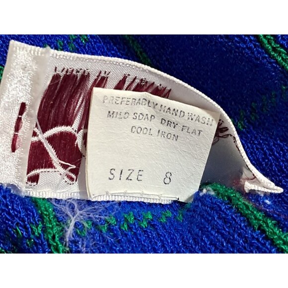 80s Laura Petites Alyzia Plaid Knit Cardigan Sweater Women's Size 8P Preppy Libr - Picture 7 of 10